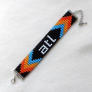 ATL atl bead bracelet, Atlanta MARTA colors, handmade, adjustable length